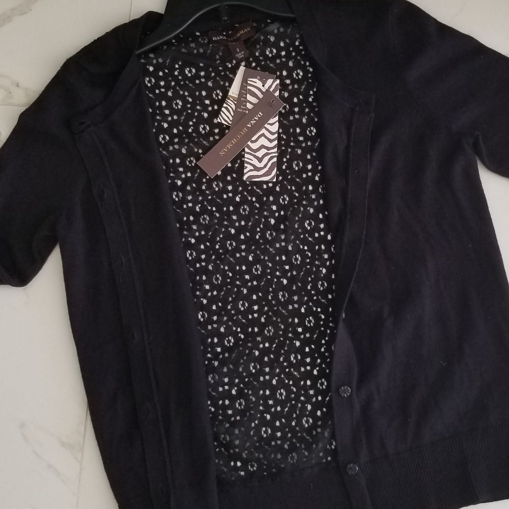 Dana Buchman Lace Backed, Black Sweater - Ladies Sz Small
